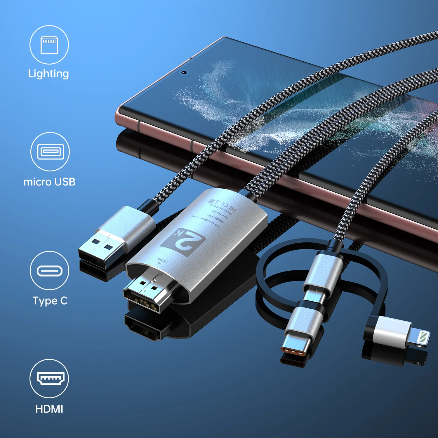 UCable - HDMI to Lightning Cable 3 in 1 Screen Mirroring Adapter Horizontal & Vertical - Image 3