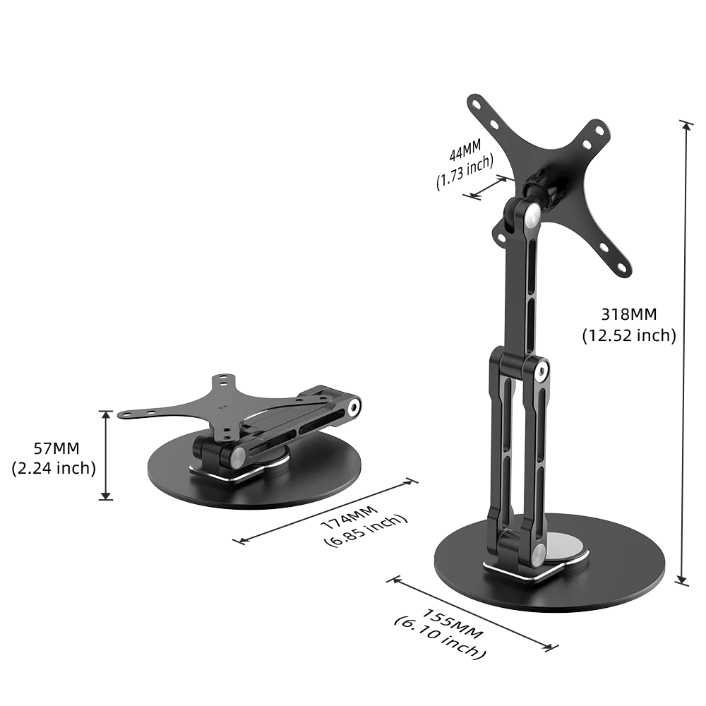 UStand - VESA Halterung Monitor Stand Höhenverstellbar, Multi Winkel Halterung für 12"-19" - Image 4