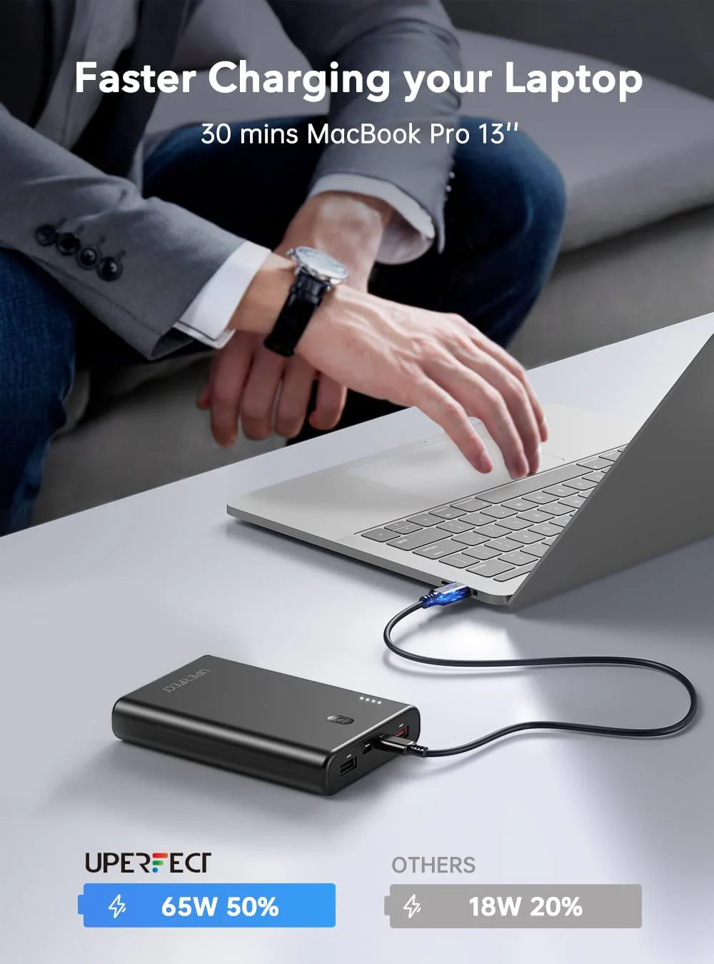Power Bank 20000mah 65W Schnellladung USB C Tri-Outport - Image 6