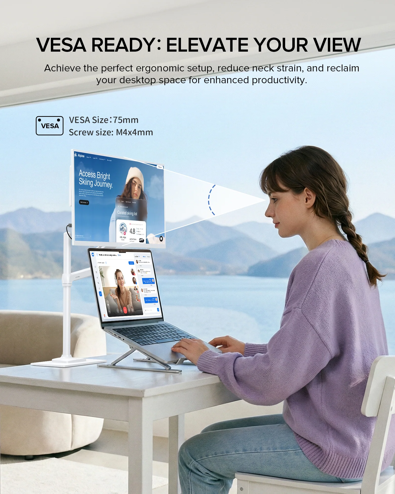 USetup T4 - Weißer Monitor 15,6 Zoll Gaming Computer Pc 1080P 60 Hz - Image 3